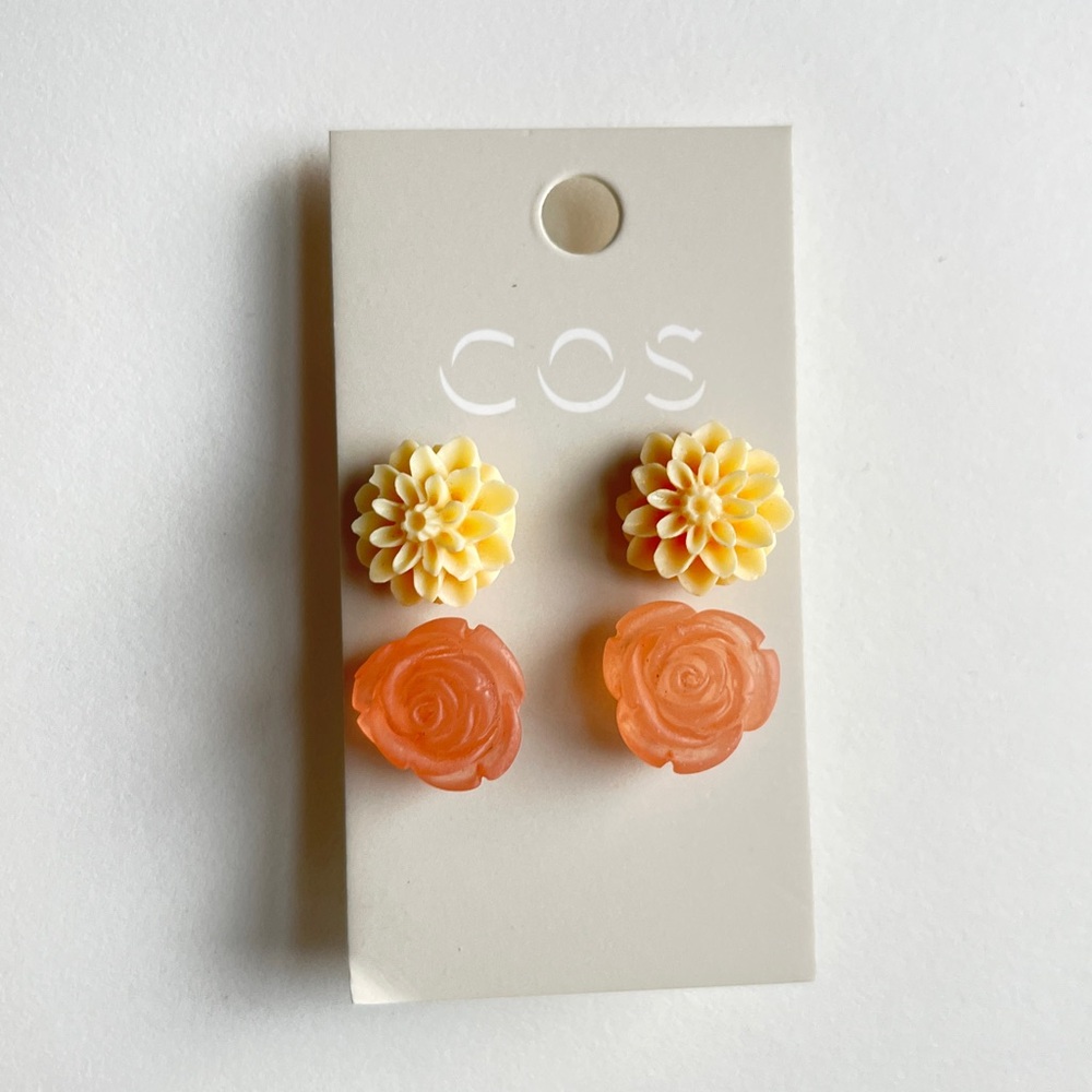 COS Floral Earrings Set - Yellow and Orange